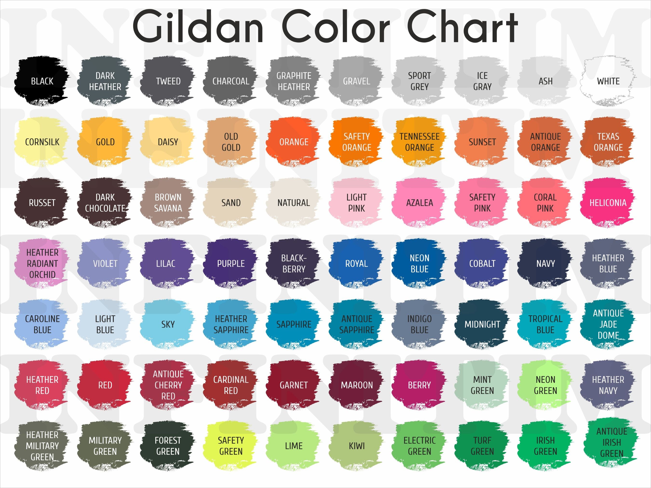 Gildan 18000 Color Chart Graphic by InfiniTim · Creative Fabrica