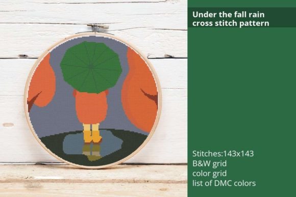 Under the Fall Rain Cross Stitch Pattern