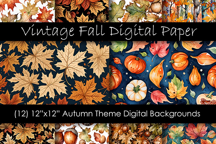 Vintage Autumn Digital Paper - Seamless Graphic by GJSArt · Creative ...