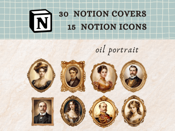 Vintage Oil Portrait Notion Icons