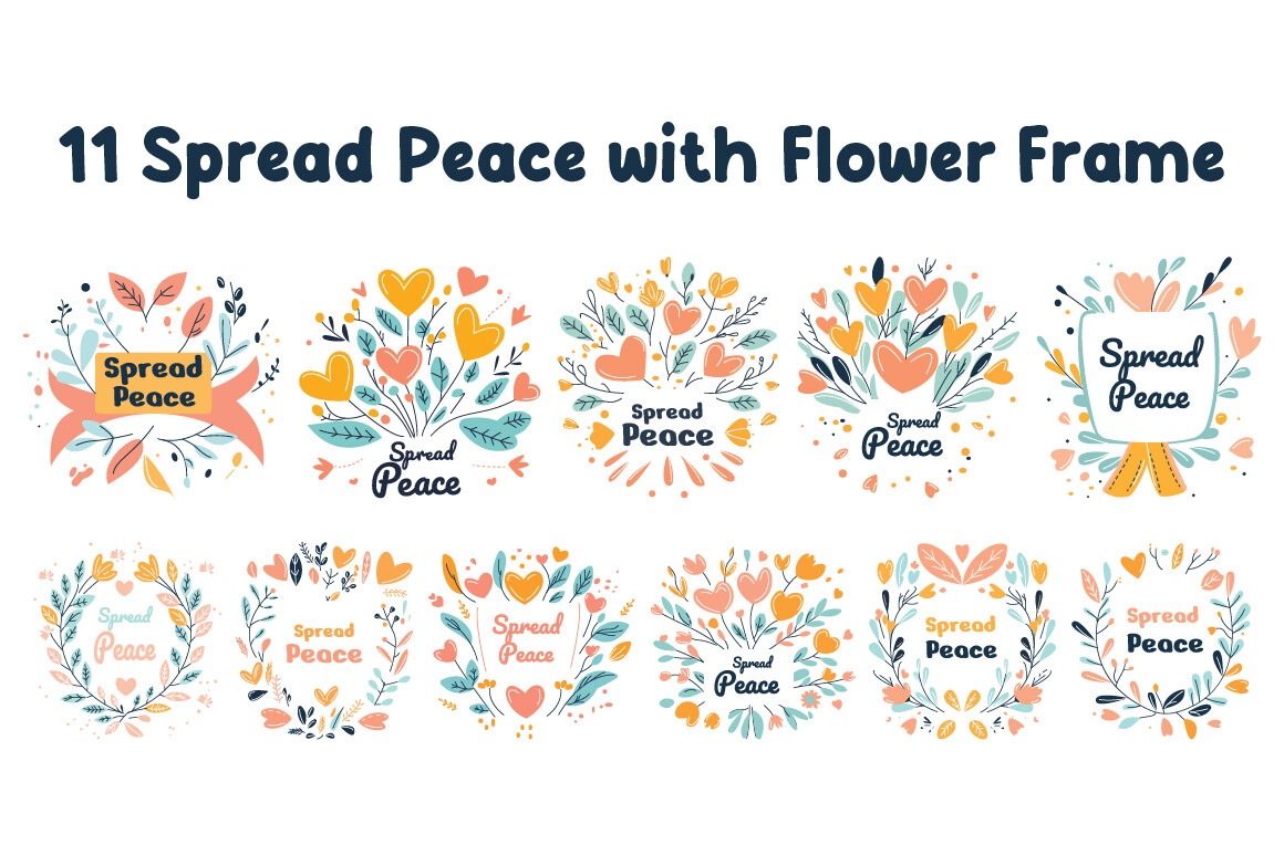 11 Spread Peace with Flower Frame Graphic by jongcreative · Creative ...