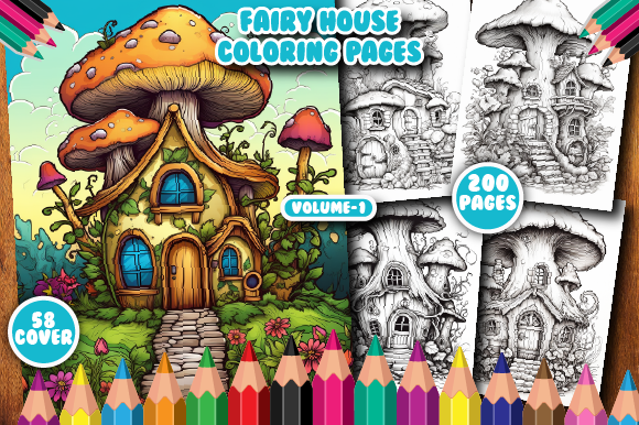 200 Fairy House Coloring Pages for a V-1