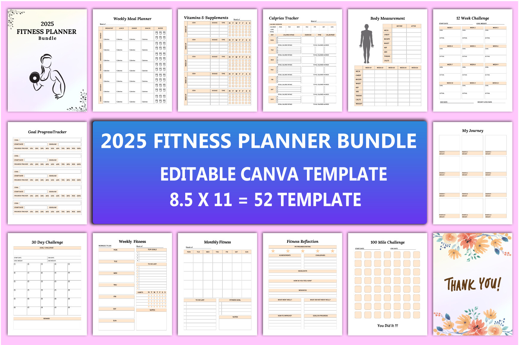 2025 Fitness Planner Bundle Interior Graphic by munjixpro · Creative ...