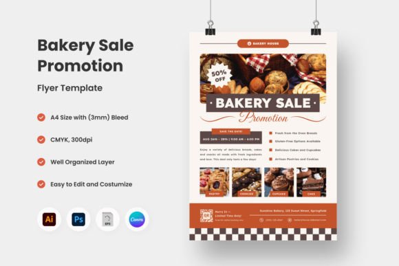 Bakery Sale Promotion Flyer Template V3 Graphics