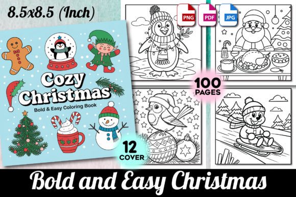 Bold and Easy Christmas Coloring Pages Graphic by KIDS ZONE · Creative ...