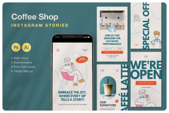 Preview of Coffee Shop Promotion Instagram Story coffee shop social media template