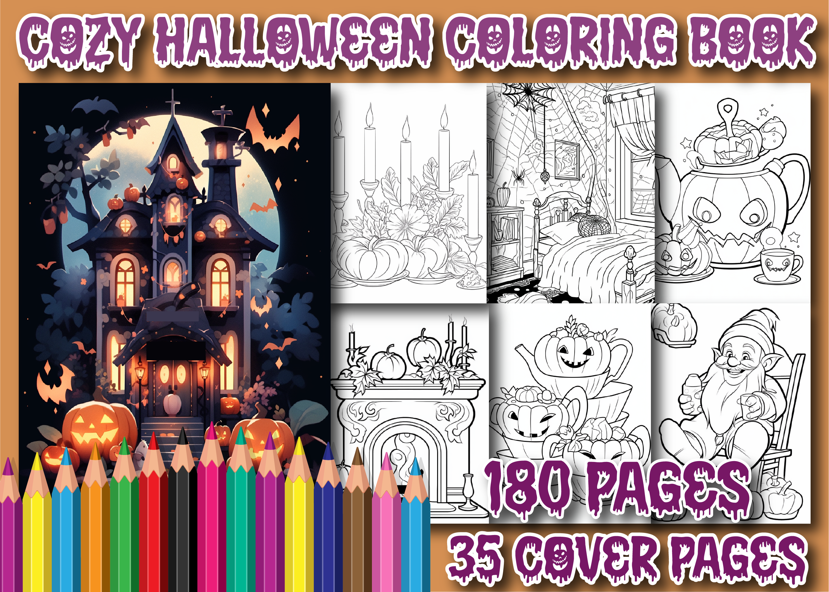 Cozy Halloween Coloring Book for KDP Graphic by PIXEL CRAFT STUDIO ...