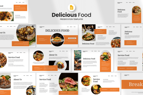 Preview of Delicious Food - Google Slides Template food presentation template