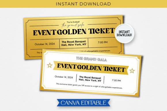Event Golden Ticket Canva Template