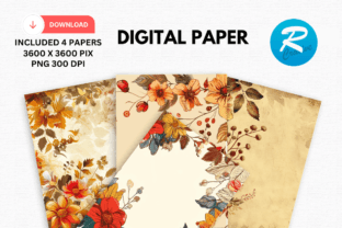 Fall Autumn Floral Digital Paper Pattern Graphic by Regulrcrative ...