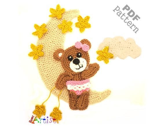 Moon Bear Crochet Applique Pattern