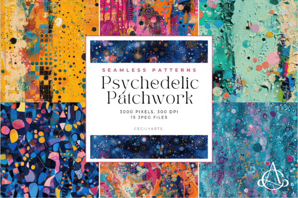 Psychedelic Patchwork Seamless Patterns Graphic by Cecily Arts ...