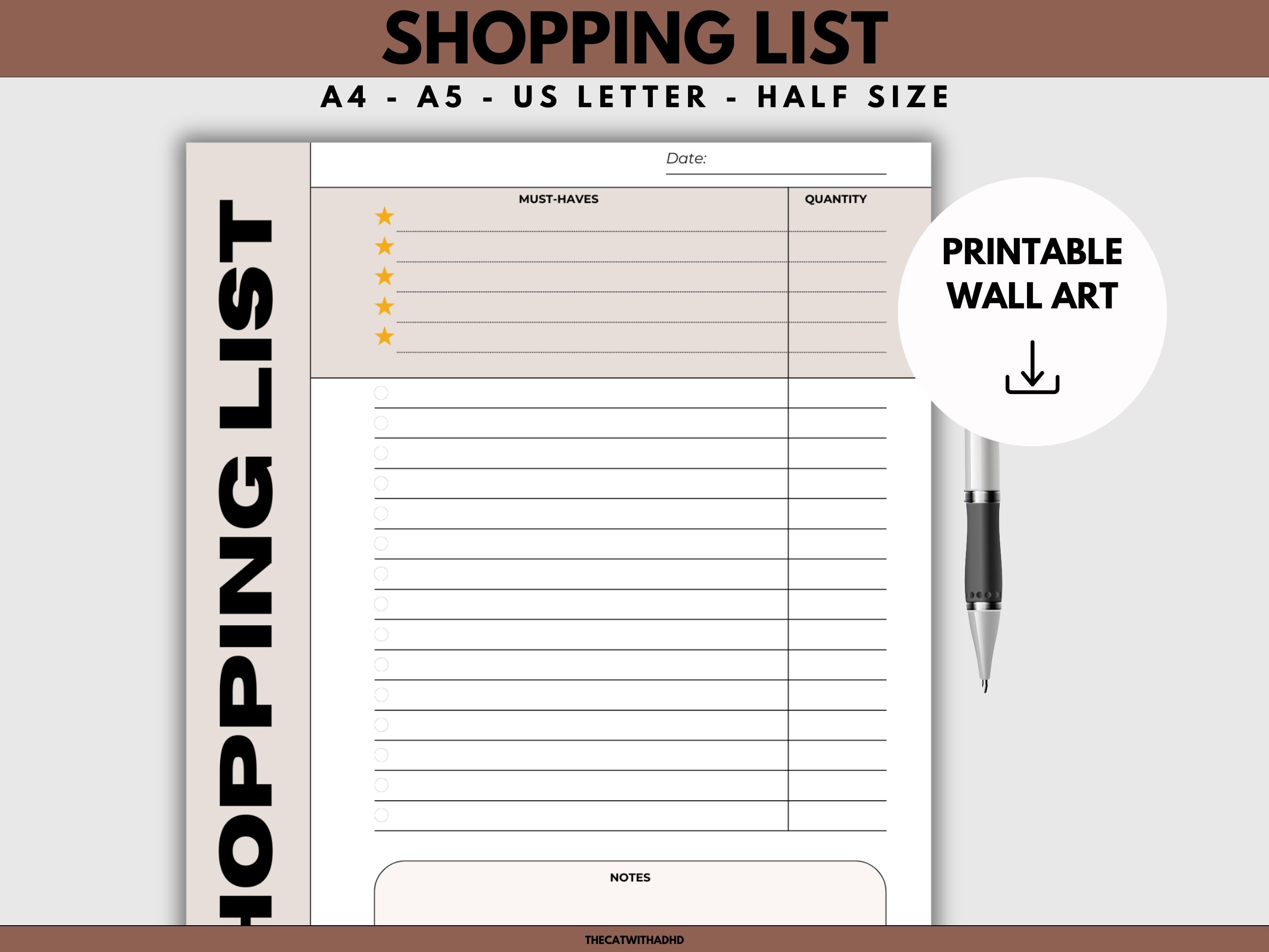 Shopping List Template, Grocery List