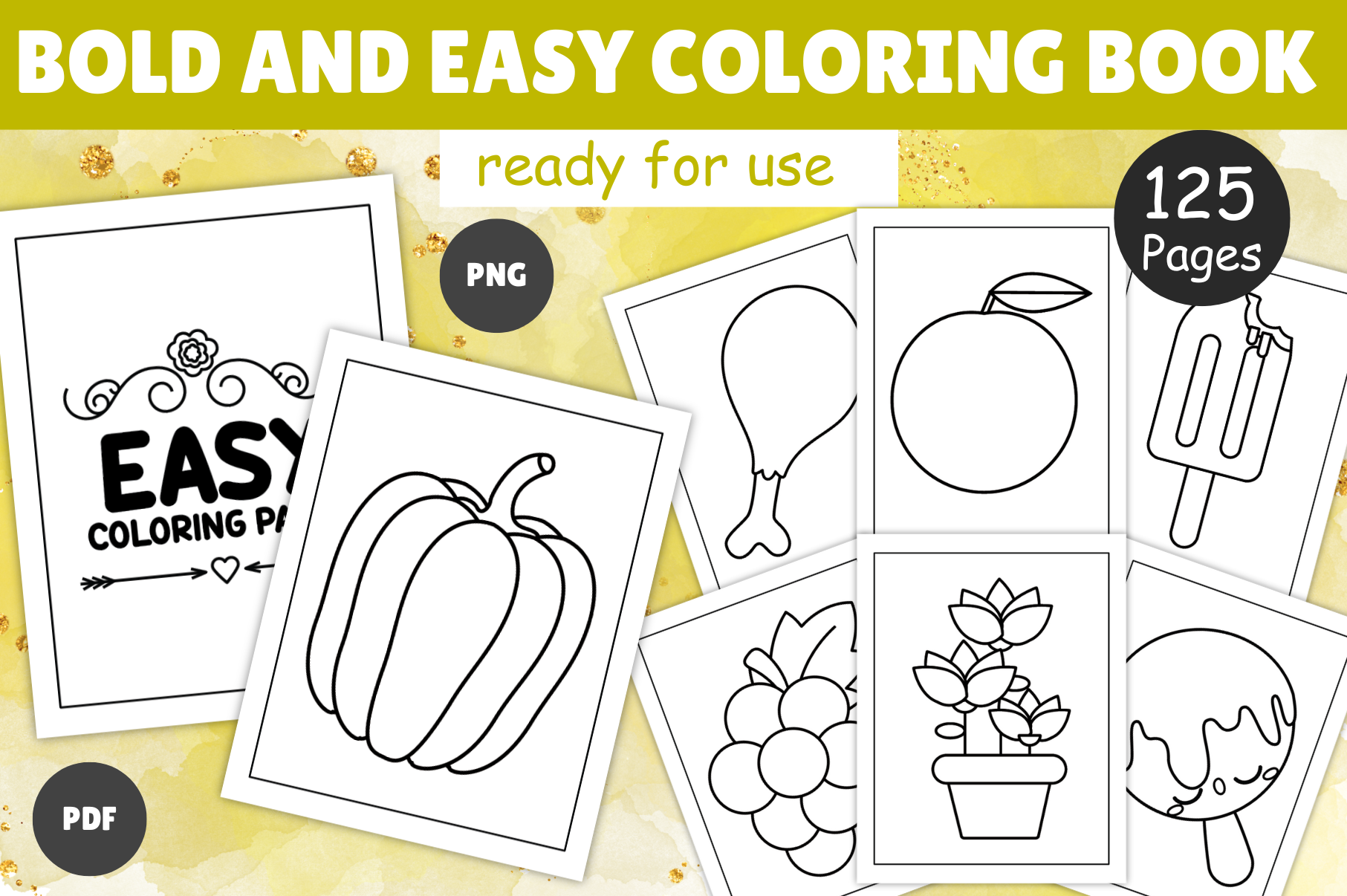 Simple Coloring Illustrations for Kids