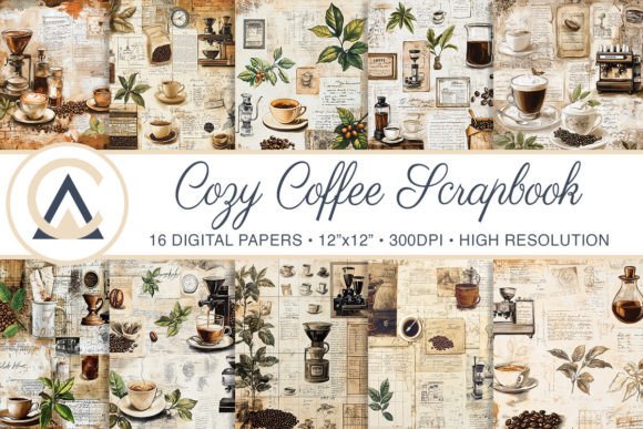 Vintage Cozy Coffee Scrapbook Background