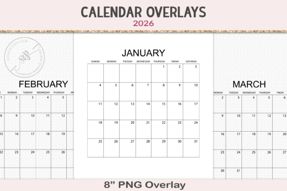 2026 Calendar Page Overlay Grafik Dekorative Elemente Von Lovelytocu