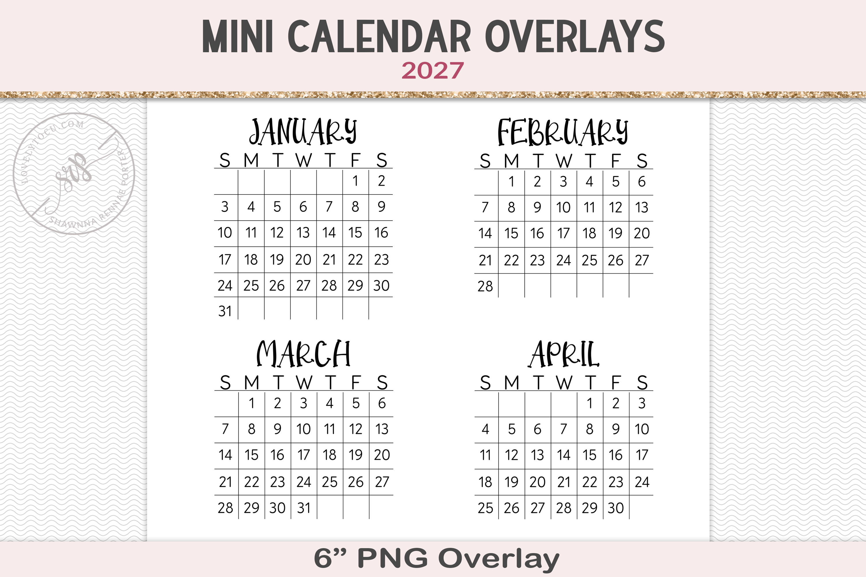 2027 Calendar PNG Overlay