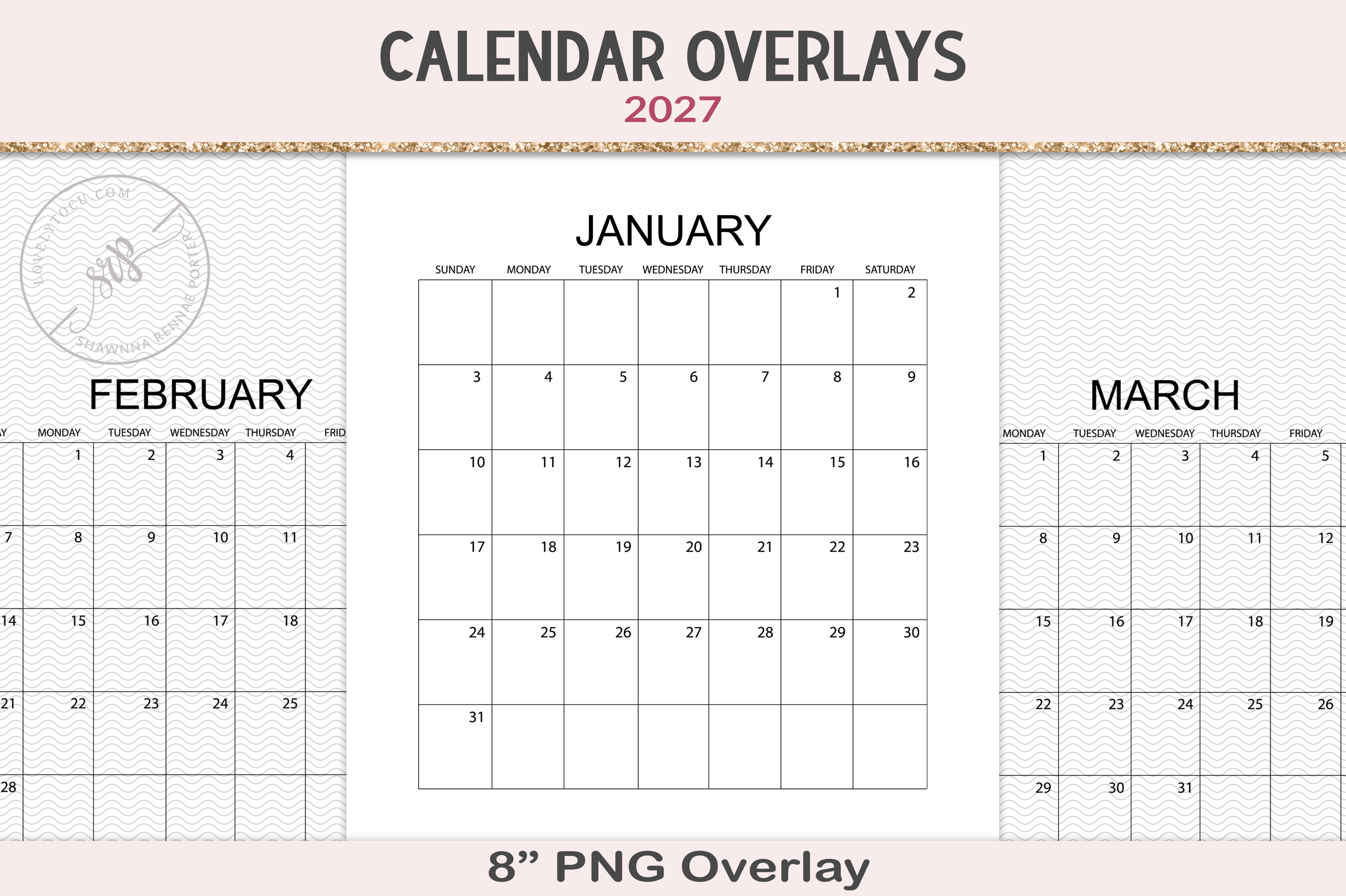 2027 Calendar Page Overlay