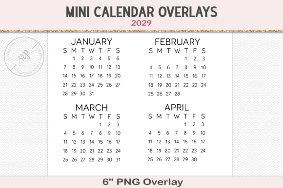 2029 Calendar PNG Overlay