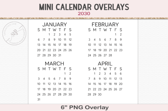 2030 Calendar PNG Overlay