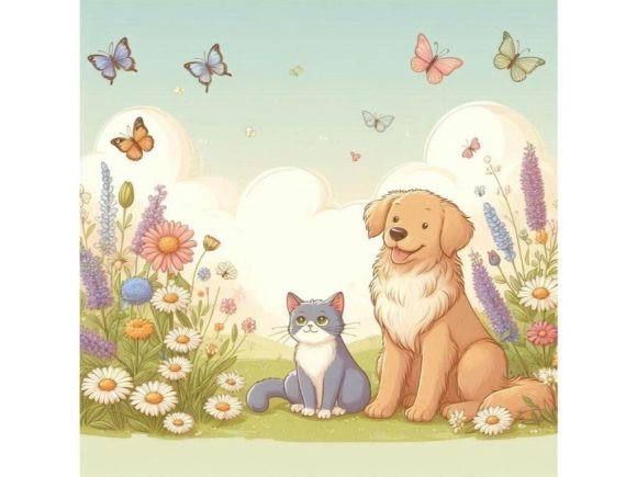 A Banner Showing a Dog and Cat Sitting I