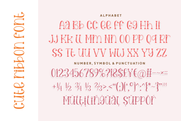 Cute Ribbon Font PNG with transparent background - Preview 3