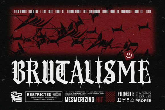 Dark Brutal Font PNG with transparent background - Preview 2
