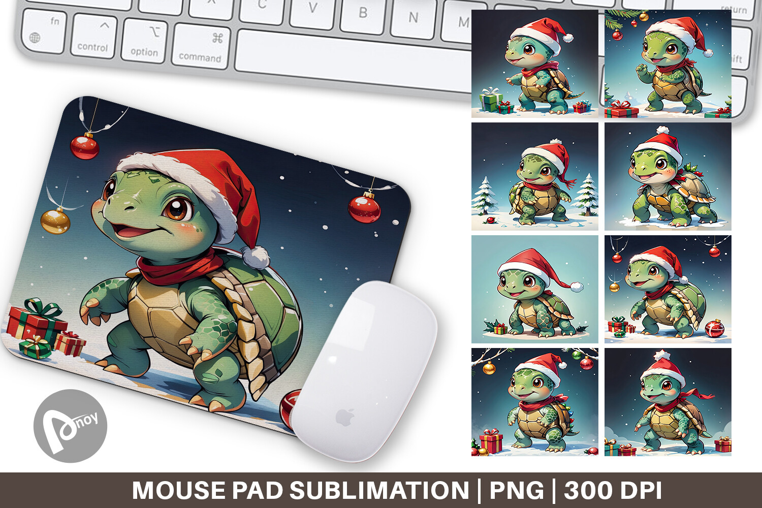 Mouse Pad Christmas Turtle Graphic by Artnoy · Creative Fabrica