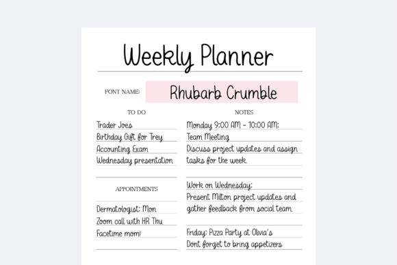 Rhubarb Crumble Font PNG with transparent background - Preview 2