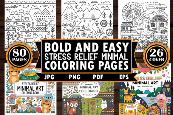 Stress Relief Minimal Art Coloring Pages Graphic by PixelQuill ...