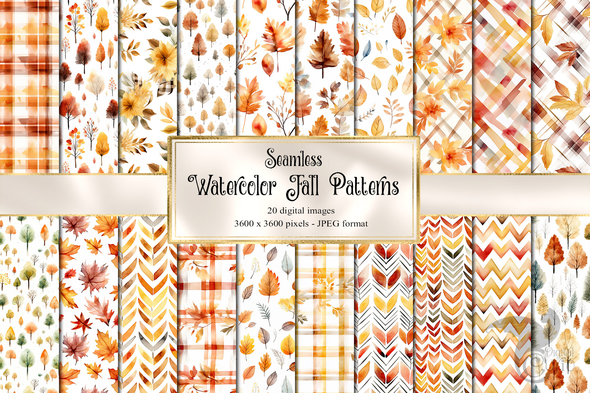 Watercolor Fall Digital Paper Graphic by Digital Curio · Creative Fabrica