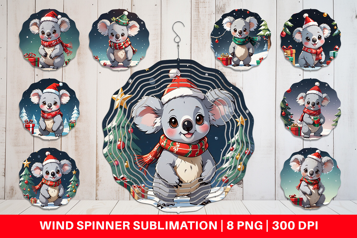 Wind Spinner Christmas Koala Graphic by Artnoy · Creative Fabrica