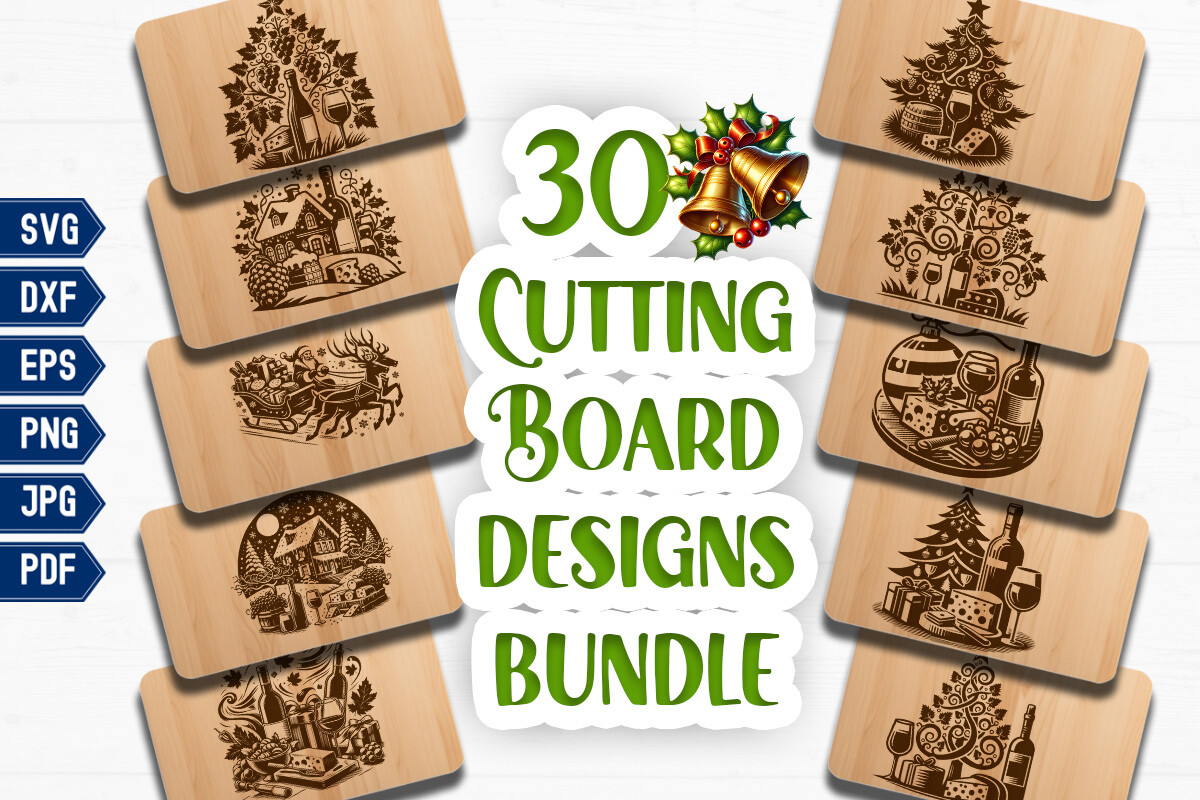 30 Bundle Christmas Cutting Board SVG