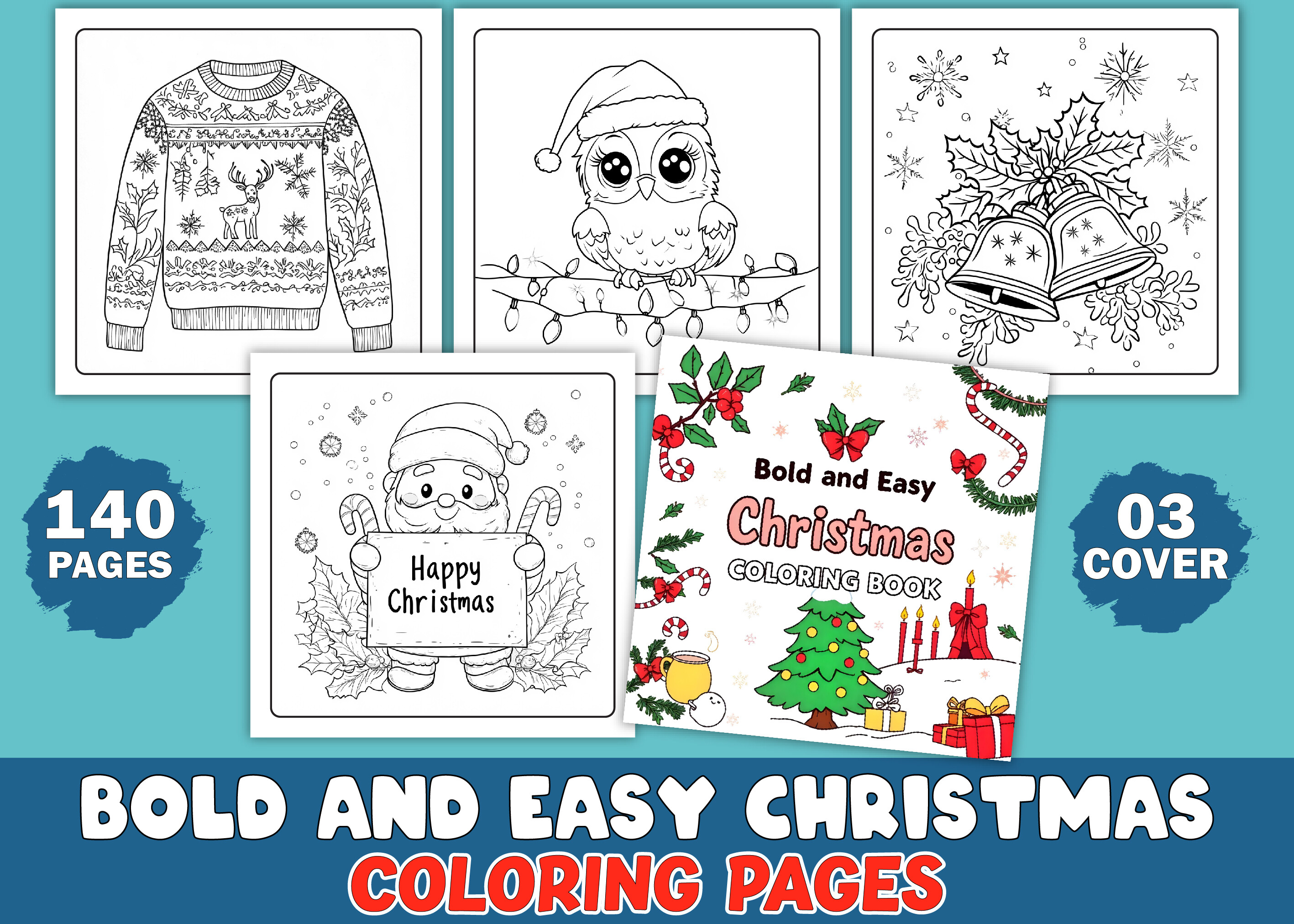 Bold and Easy Christmas Coloring Pages Graphic by KDP PRO DESIGN ...