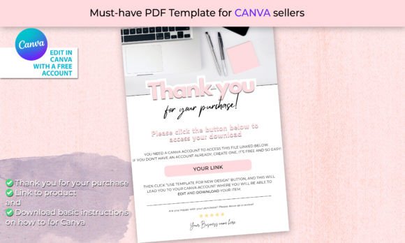 Canva Thank You and Link Template Pink