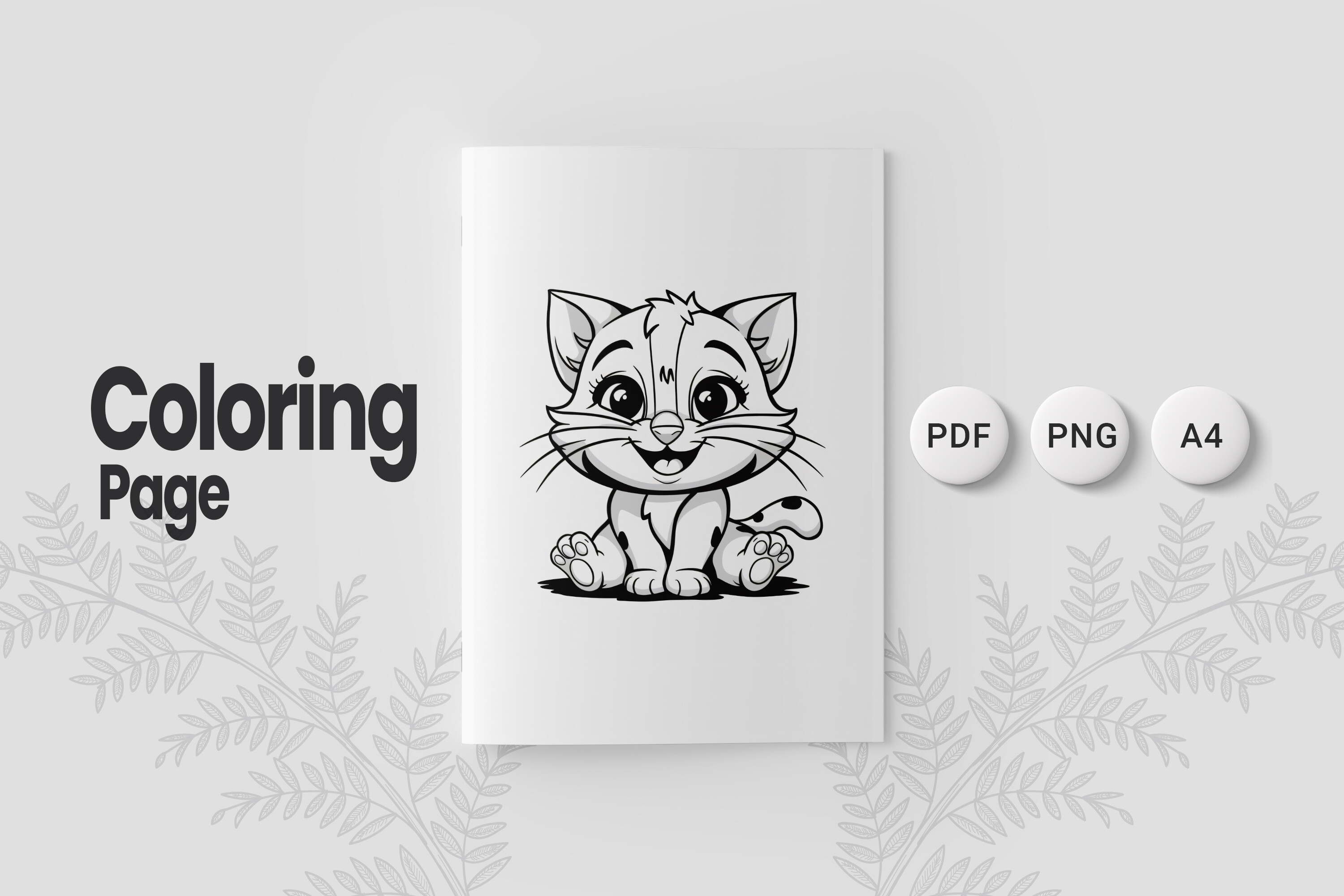Cute Cat Coloring Page 01