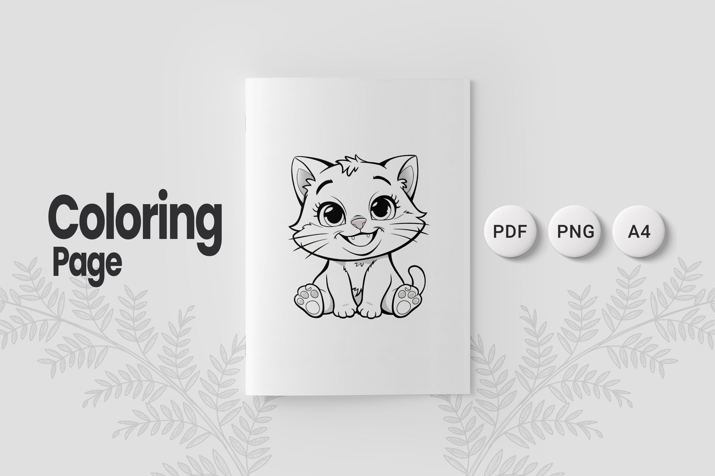 Cute Cat Coloring Page 02