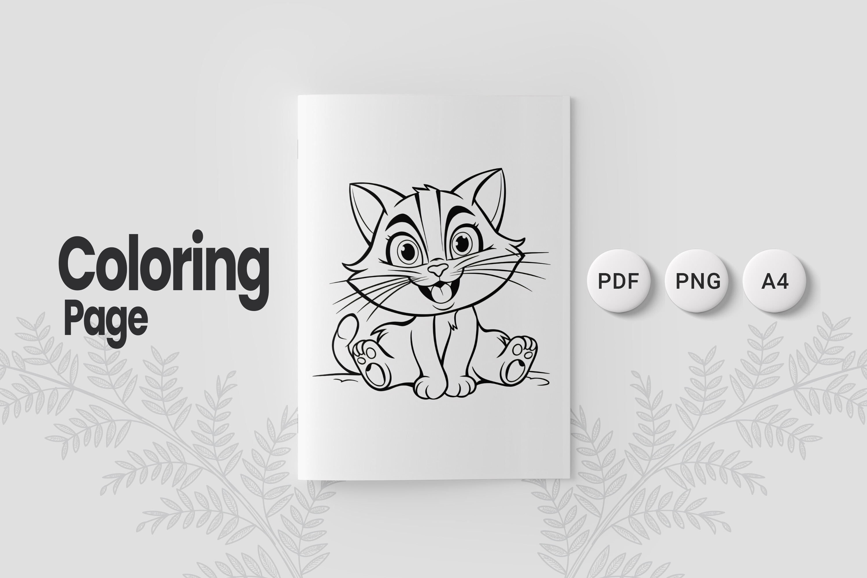 Cute Cat Coloring Page 03