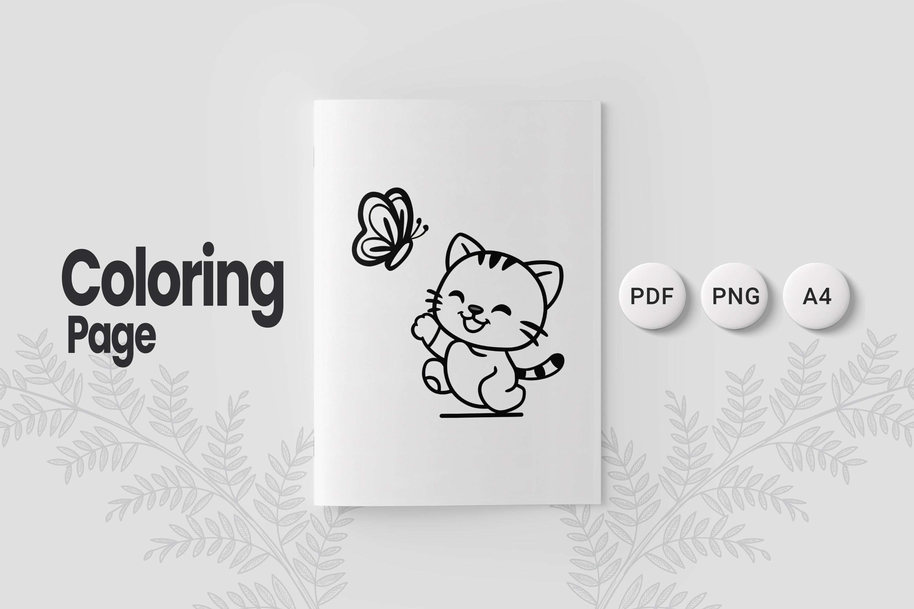 Cute Cat Coloring Page 04
