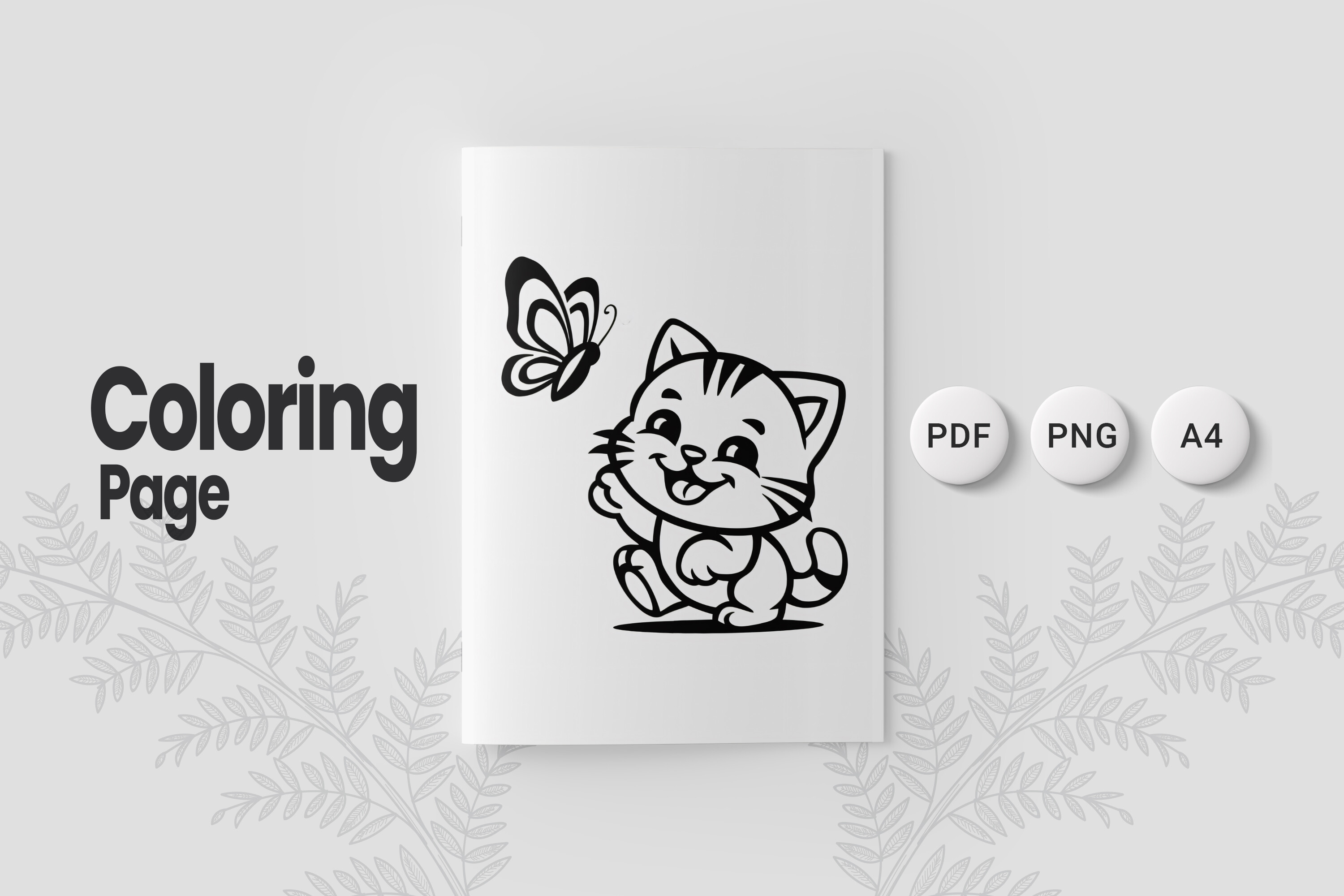 Cute Cat Coloring Page 05