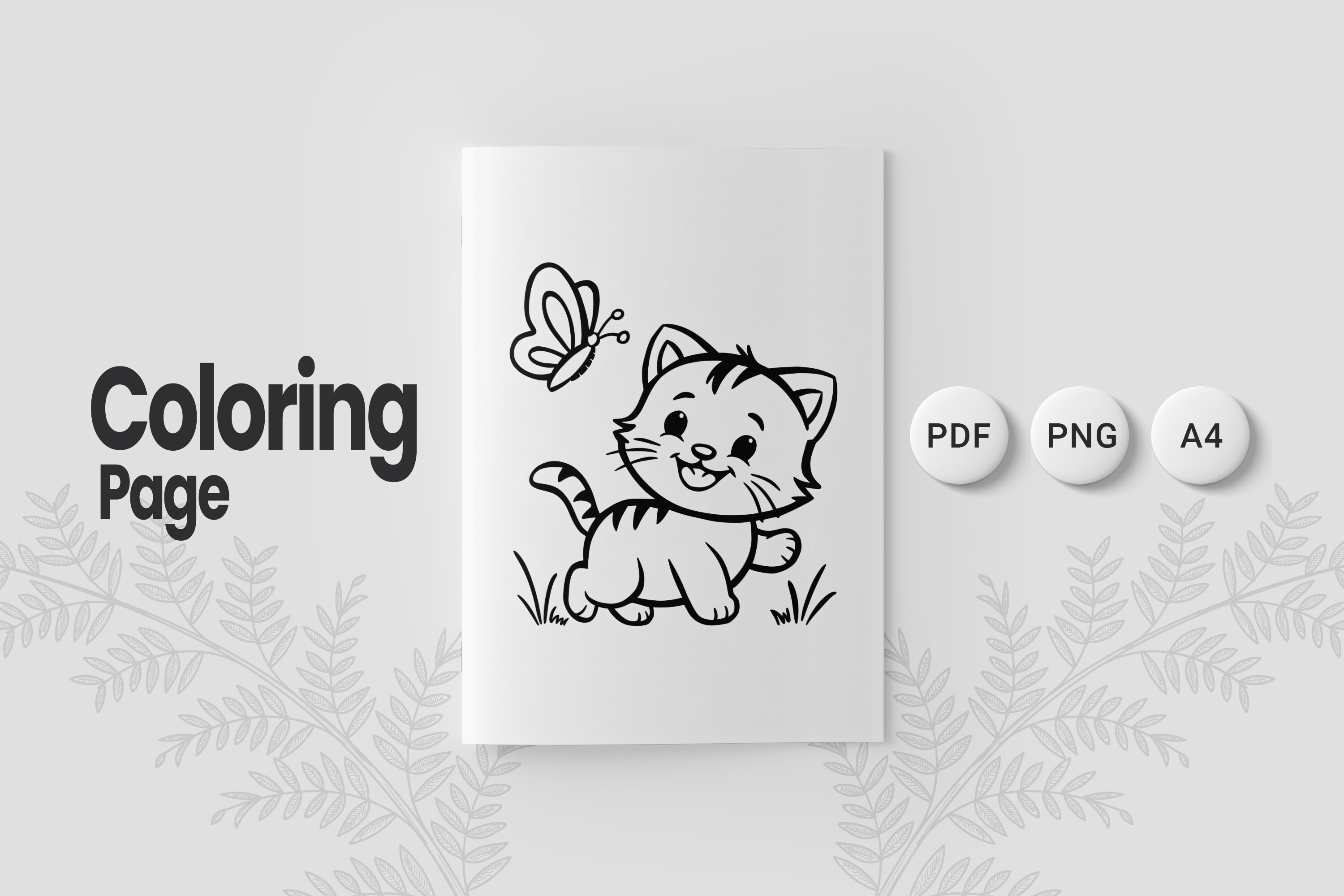 Cute Cat Coloring Page 06