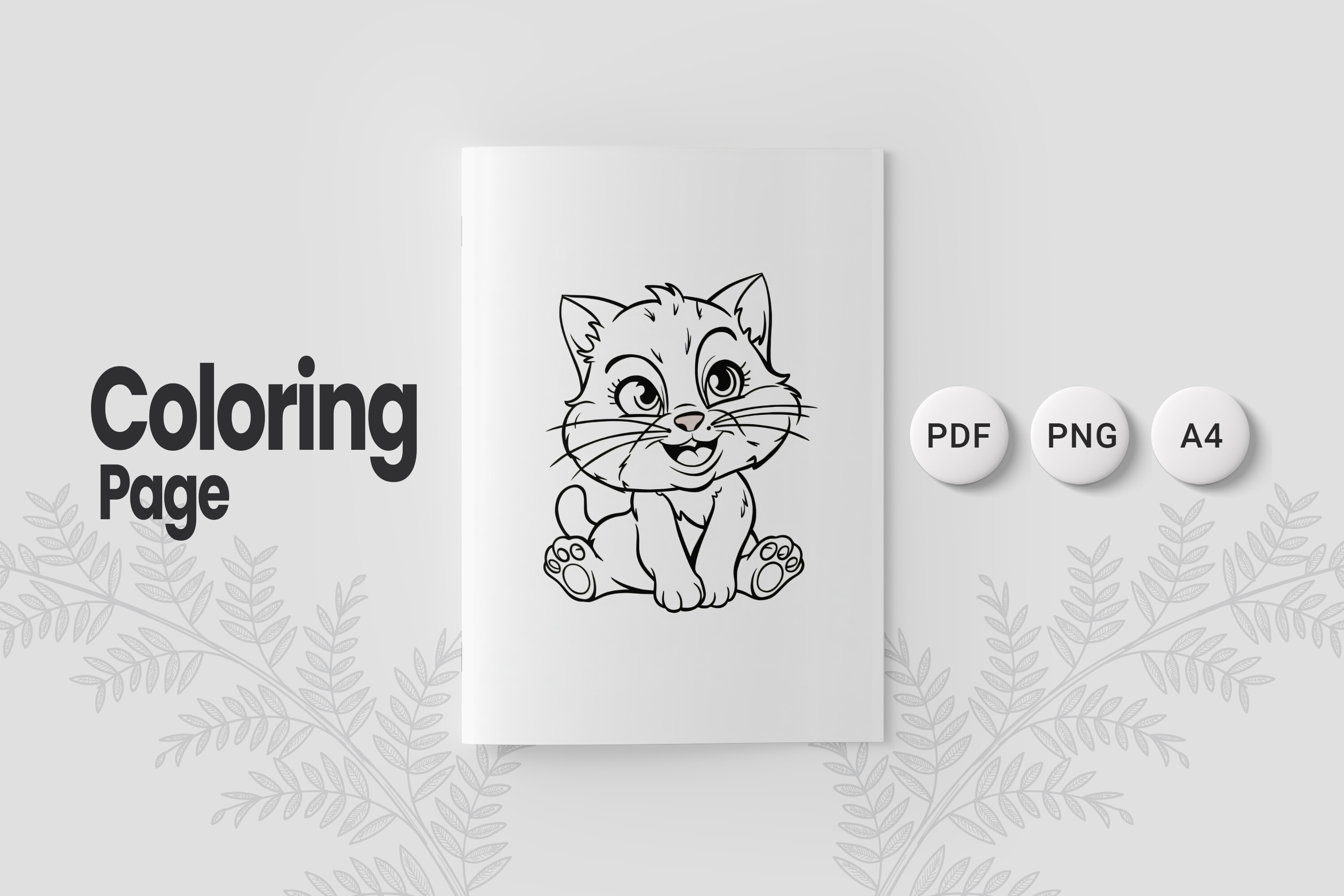 Cute Cat Coloring Page 07