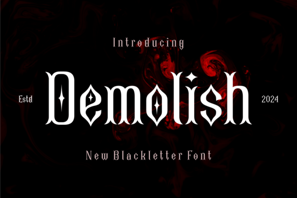 Preview specimen of Demolish blackletter font