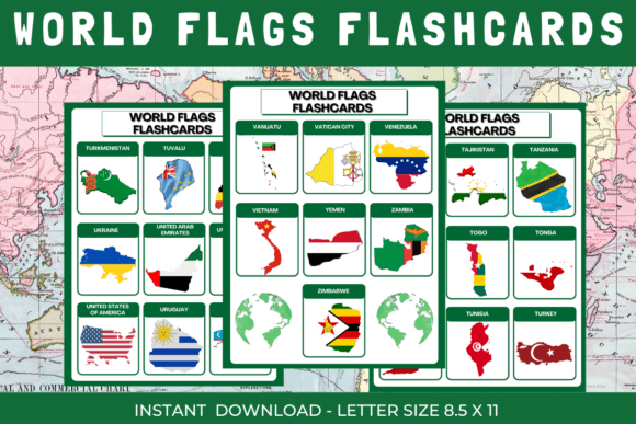 Flags of the World Geography Flashcards