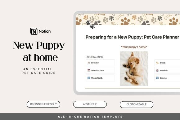 Notion Template Puppy Pet Care Planner
