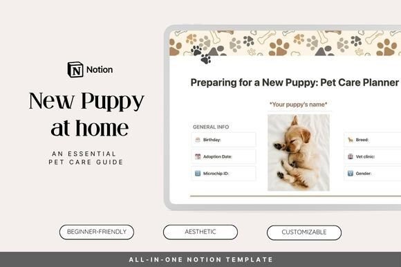 Notion Template Puppy Pet Care Planner