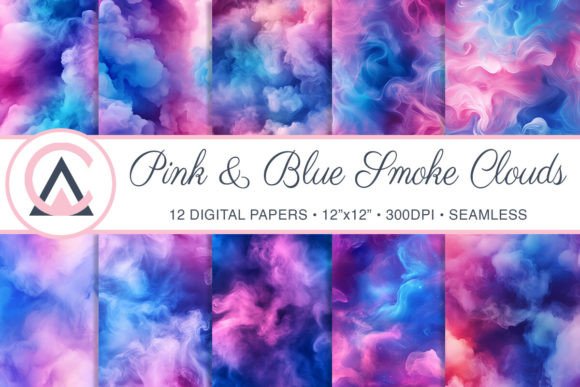 Pink & Blue Smoke Clouds Seamless Paper