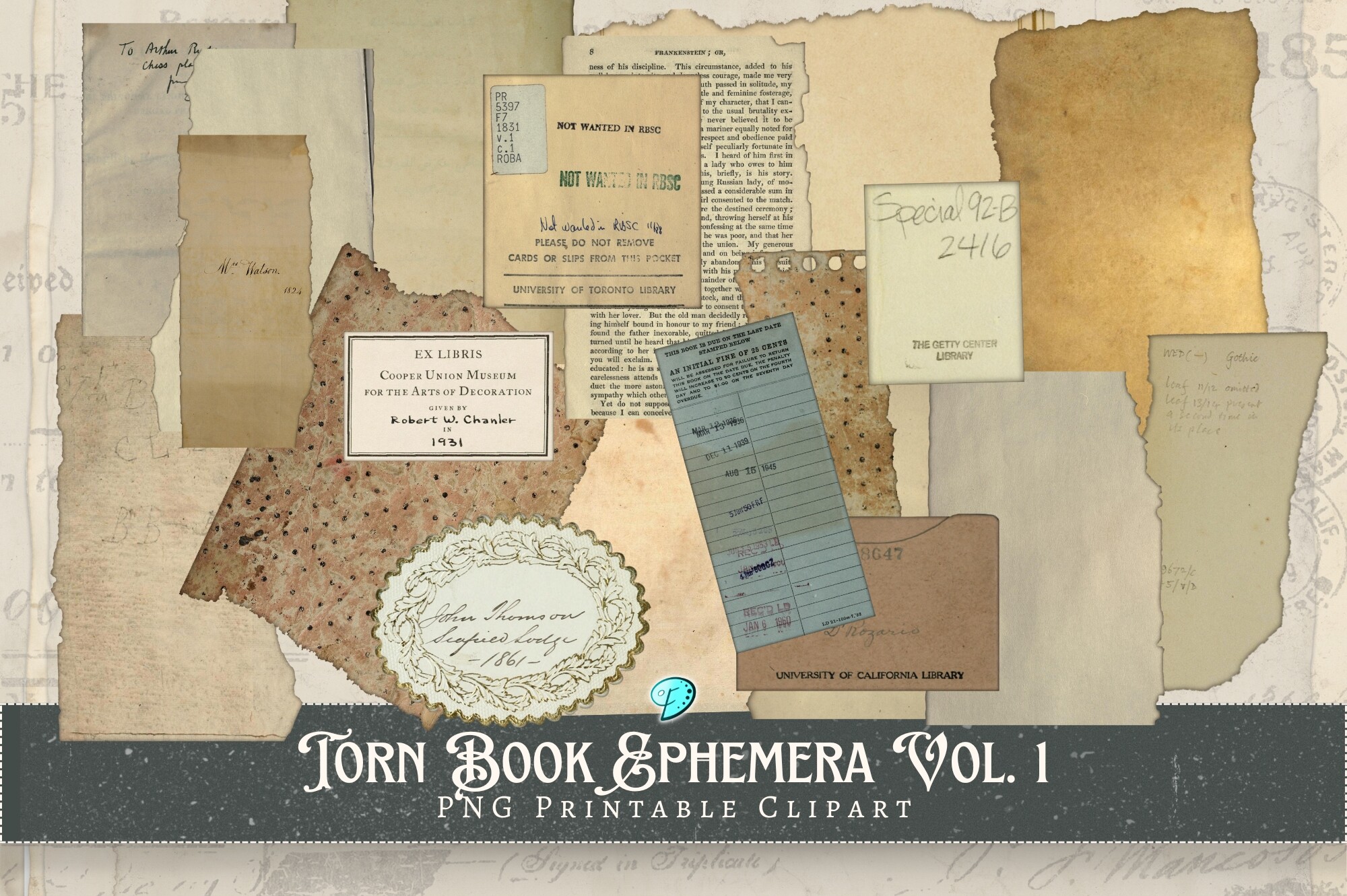 Torn Book Ephemera Vol. 1 PNG Clipart