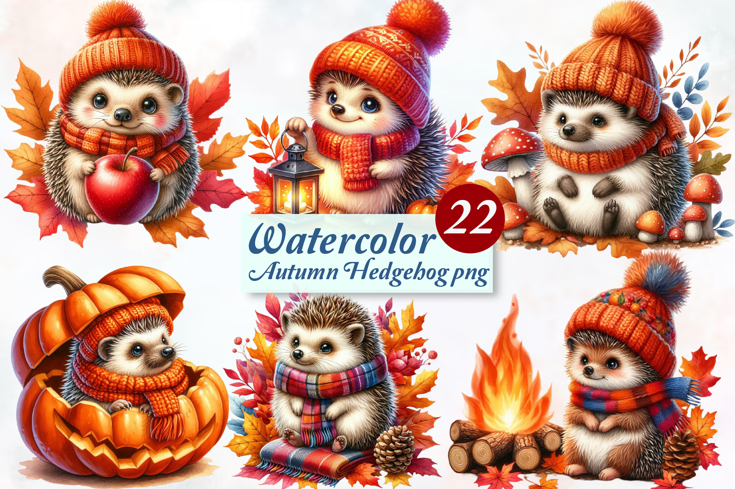 Watercolor Autumn Hedgehog Clipart Graphic by Designworld · Creative ...