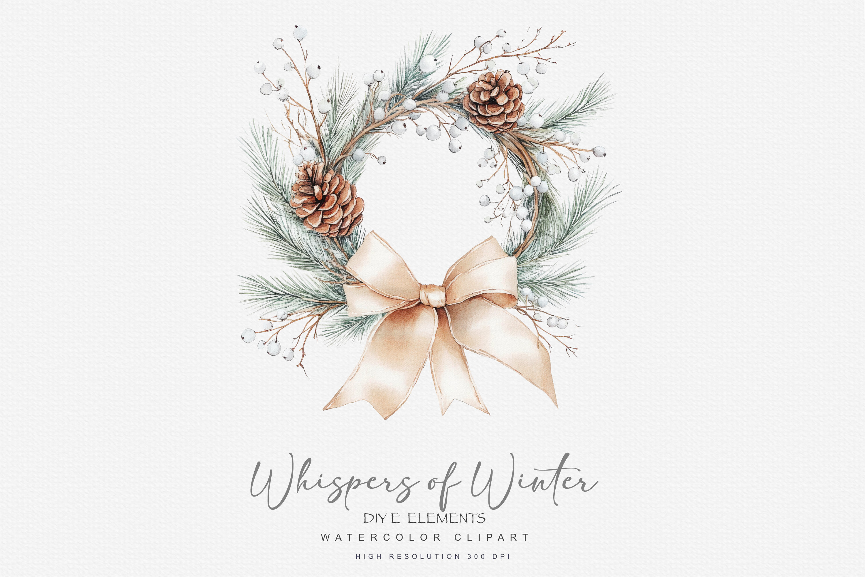 Evergreen Clipart Watercolor Christmas - photo 3